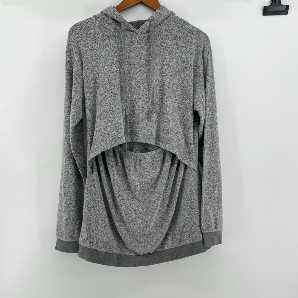 NOM BREASTFEEDING HOODIE Heather Gray‎ Grey Medium Sweatshirt Nursing Soft